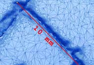 Detailerfassung eines Kratzers im Gipsmaterial